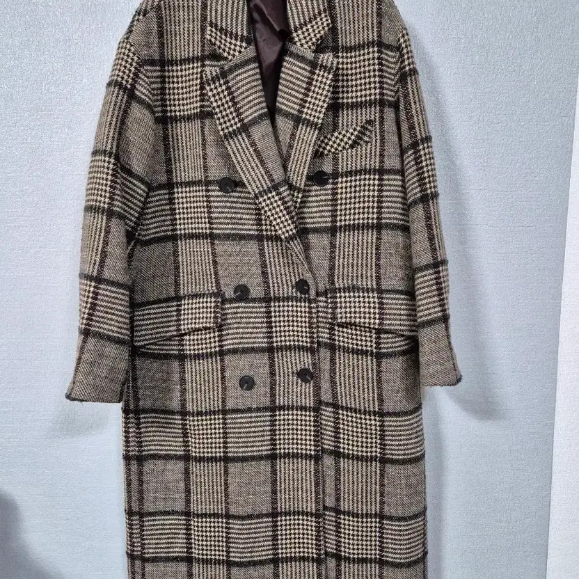 Nuvo Check Pattern Double Button Wool Coat - Size… - image 5