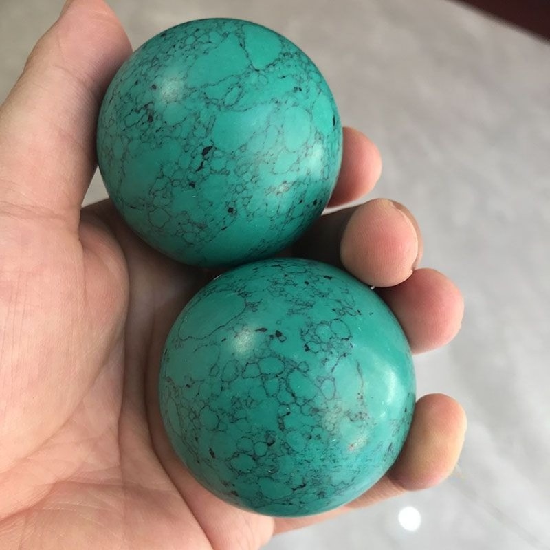 Imitation Turquoise Stone Hand Exercise Massage Balls Pair Unisex | eBay
