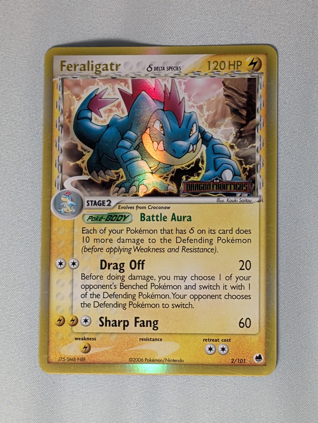 Feraligatr Delta Species 2/101 EX Dragon Frontiers Stamped Reverse Holo NM/LP
