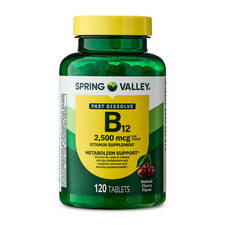 Spring Valley Vitamin B12 Quick Dissolve Tablets Supplement 2500 Mcg Cherry 120