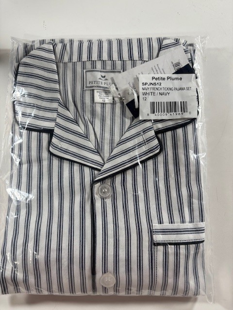 Petite Plume Kids Pajama Set Color: Navy French Ticking New! | eBay