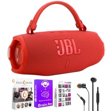 JBL Charge 6 Waterproof Bluetooth Speaker Red and In Ear Headphones Software