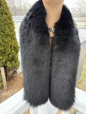 Real Fox Fur Black Boa Scarf Fling Neck Warmer Wrap New item Made in USA