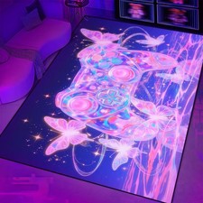 Auetwyona Dreamy Butterfly Rugs Girls Room Gaming Rug 4x6 Ft Gaming Room Decor