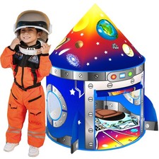 Rocket Ship Kids Pop Up Play Tent Spaceship Fort Girls Boys Playhouse In/Outdoor