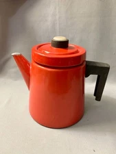 Vtg Red Enamel FINEL Antti Arabia Stove Top Coffee Tea Percolator Finland MCM