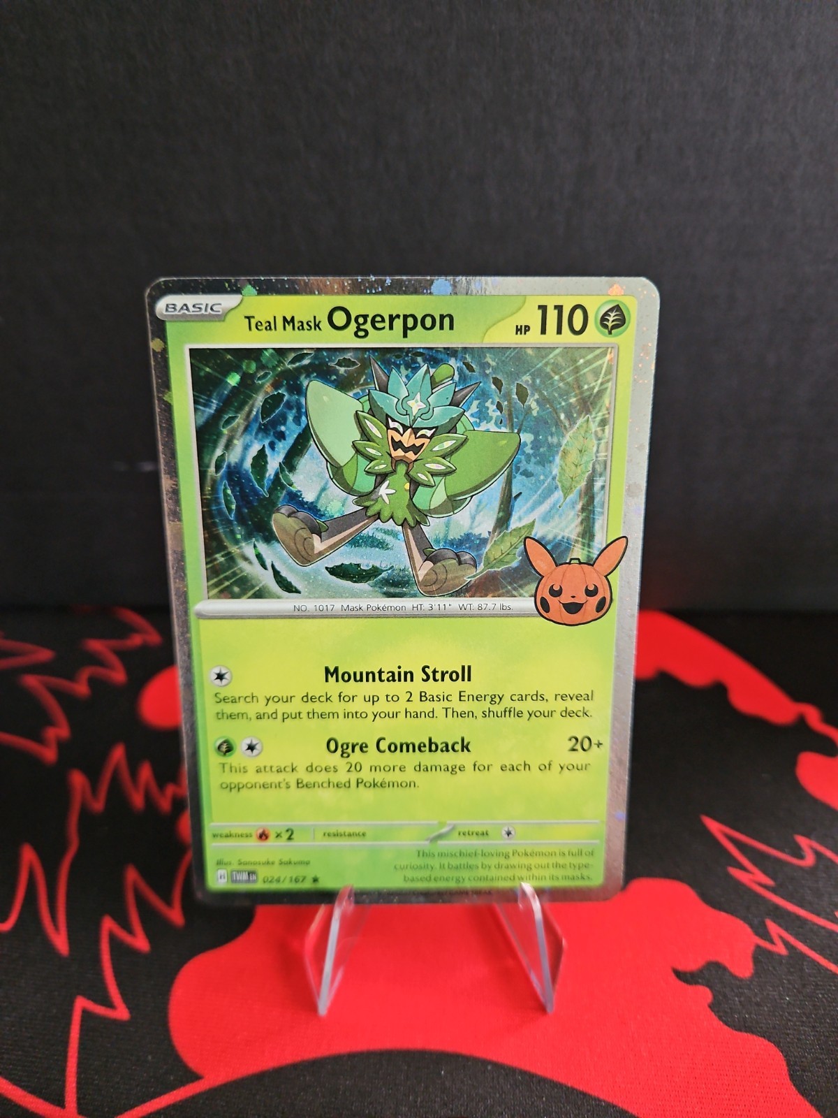 Teal Mask Ogerpon (TWM 24/167) cosmos holo rare variant Pokemon card