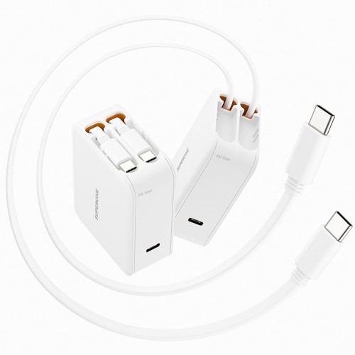 3 in 1 Retractable Wall Charger with Dual USB C Cables, PD 35W Fast Charging ...