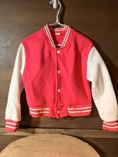 MICKEY MOUSE Snap Jacket SIZE 5/6 Y PINK WHITE 100 POLYESTER