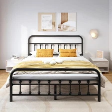 Metal Bed Frame,Queen Size Bed Frame with Headboard,Structurally Stable, Heavy D