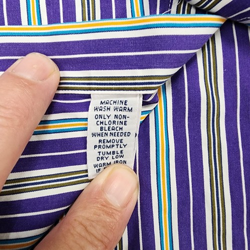Polo Ralph Lauren Shirt Mens Large Striped Regent Custom Fit Broken Hem Dress - Picture 7 of 12