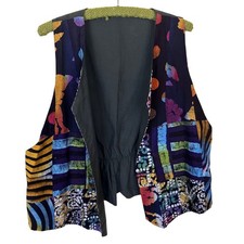 Womens Multicolor Boho Patchwork Vest Open Front Design Cotton One size