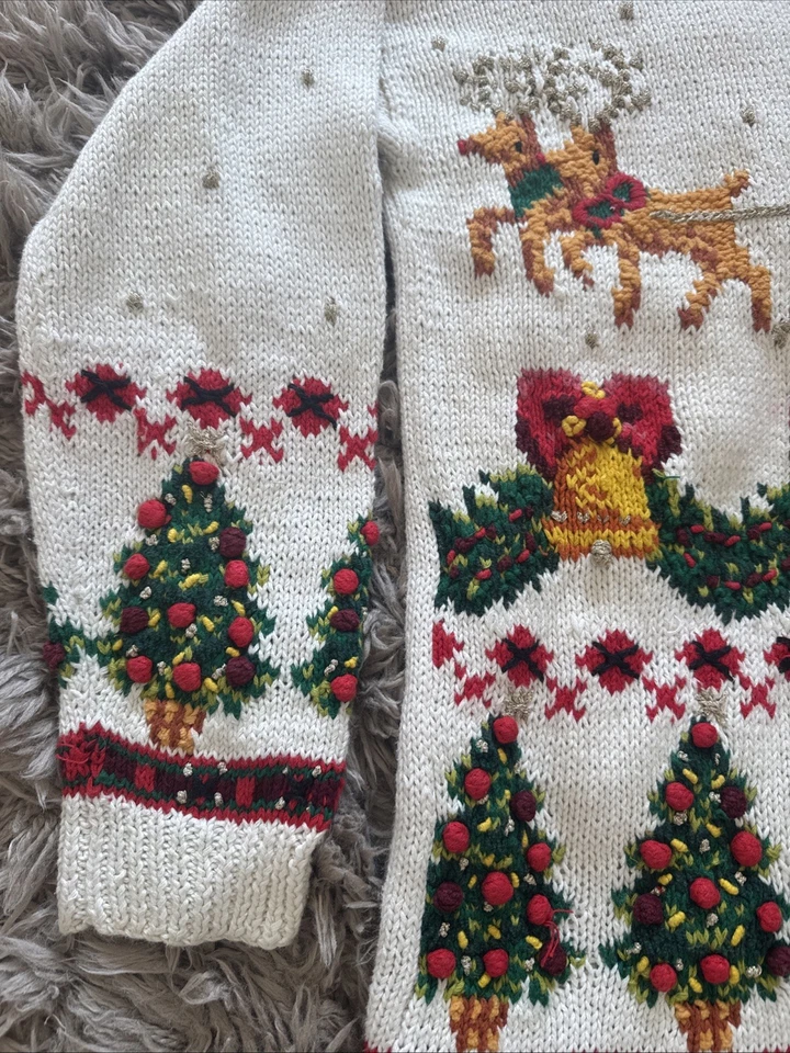 Marisa Christina 1992 Colección Navidad Punta Aguja Trineo Ciervo Dorado Marfil M Foto 3 de 4