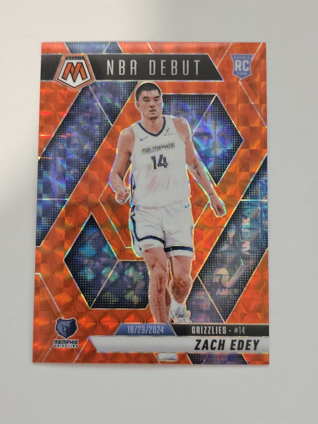 2024-25 Mosaic Zach Edey NBA Debut Orange Prizm /249 #251 Memphis Grizzlies