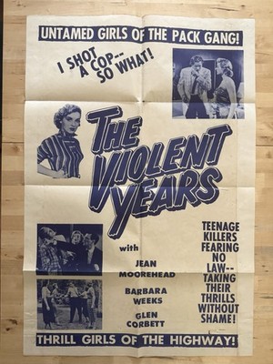 VIOLENT YEARS Ultra-Rare 1sh Thriller Movie Poster Written By Ed Wood 1956