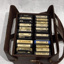 24 Vintage 8 Track Tape Lot w/ Case Classic Rock Boston Styx Van Halen Untested