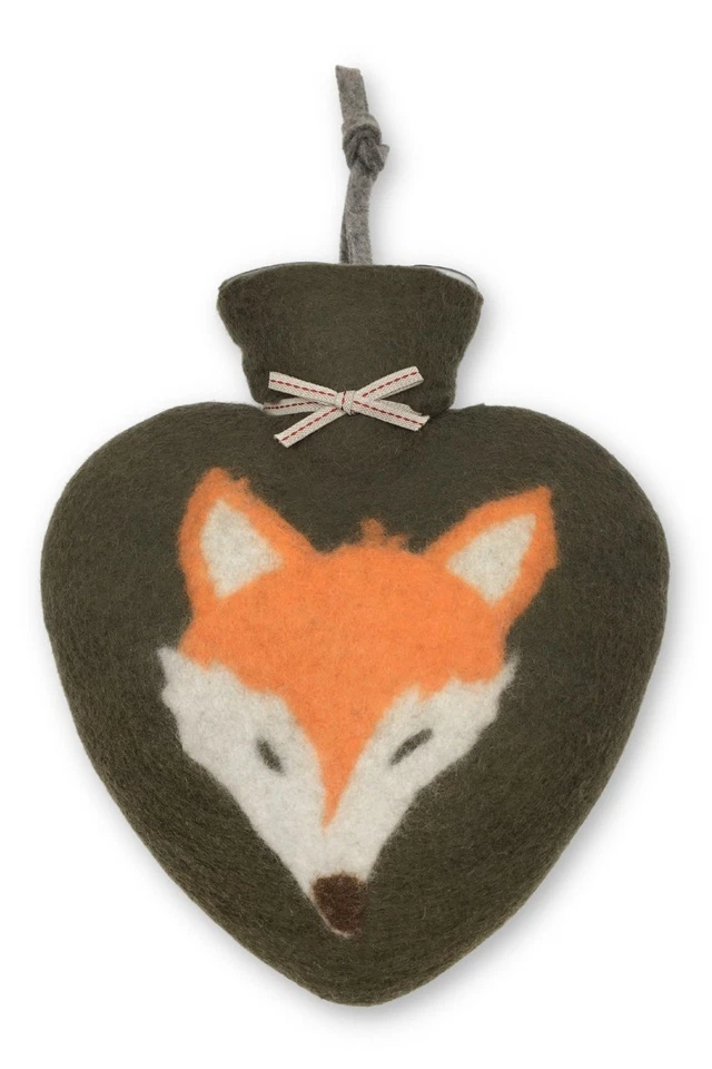 Dorothee Lehnen Fashy Wärmflasche Fuchs khaki Herzform Merinowolle handgefilzt