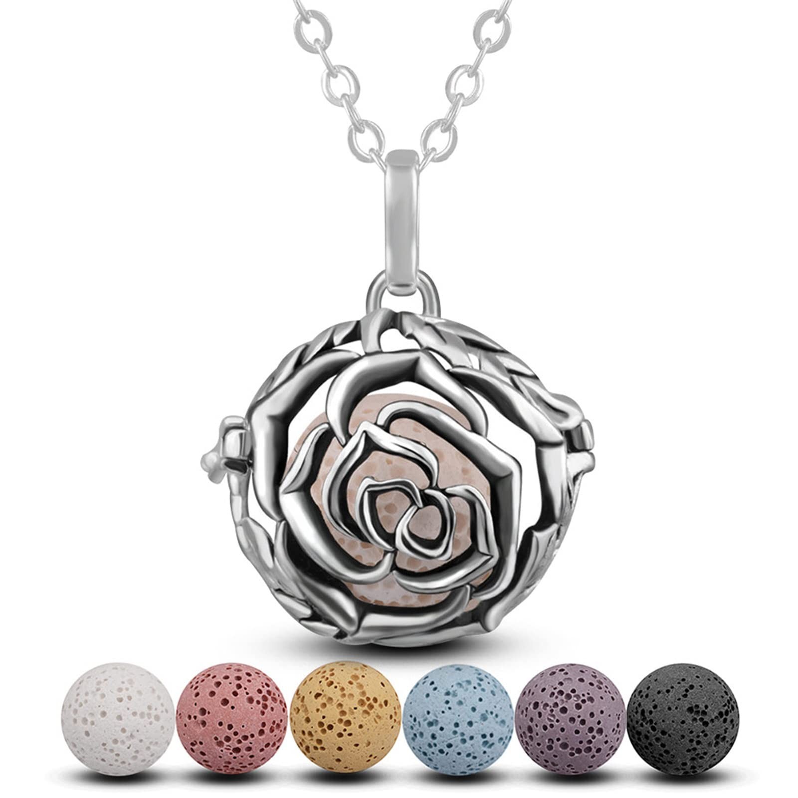 Aromatherapy Essential Oil Diffuser Necklace for Women with Lava Stone-image