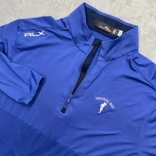 RLX Ralph Lauren Mens 1/4 Zip Golf Pullover Blue Spanish Bay Logo Size L