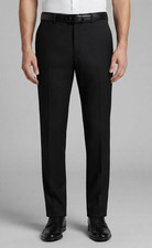 Tommy Hilfiger Mens Dress Pants Black Slim Fit Flat Front Trouser 36x30