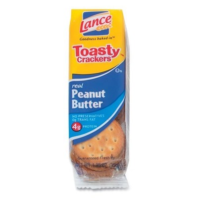 Lance Toasty Crackers, Peanut Butter, 1.25 oz Packet, 24/Box, 2 Boxes