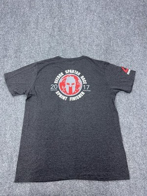 Reebok Shirt Mens 2XL Gray Spartan Race Sprint Finisher 2017 Tee Tagless Running