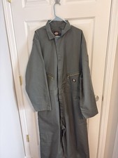 Dickies Coveralls Mens 2XL Tall Olive Green Long Sleeve Mechanic Workwear 48799