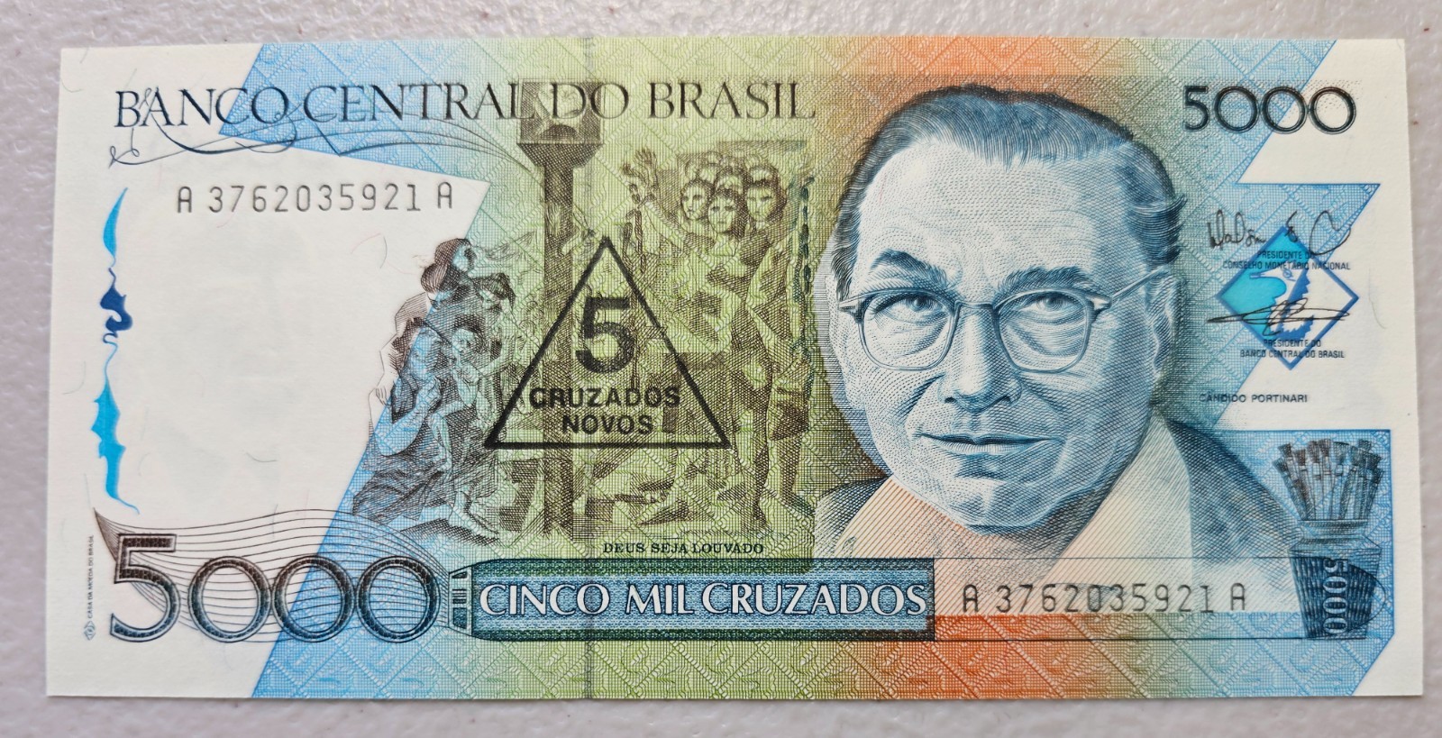 Brazil 5 Cruzados Novo / 5000 Cruzados 1989 Unc