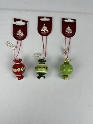 Set of 3 Enchanted Forest Ceramic Candy Christmas Ornaments NWT Menards 2007