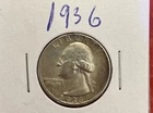 1936 Washington Quarter Gem BU 90% Silver Brilliant. In Good Condition.