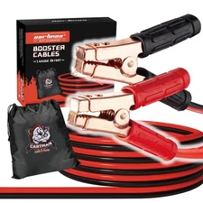 CARTMAN 1 Gauge 25Feet Jumper Cables 800AMP Heavy Duty Booster Cables with Carry