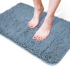 Blue Bathroom Rugs Chenille Bath Mats Absorbent Washable NonSlip 17x24 In