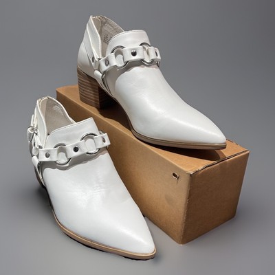 Carlos by Carlos Santana Boots W 6.5M White Pointer Ankle Booties Heels Mob Wife