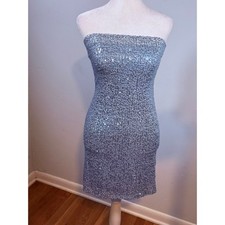 NWT Urban Outfitters Sequin Tube Mini Dress Periwinkle Blue Strapless Size S