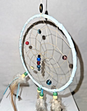 Native American Dream Catchers x3 beads and feathers blue circle simple & nice