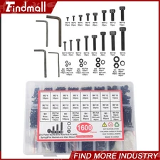 Findmall 1600PCS Metric Screw Assortment M2 M3 M4 M5, Grade 12.9 Alloy Steel Hex
