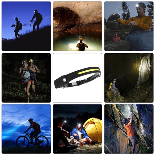 COB LED Headlamp Headlight Torch Flashlight Work Light Bar Head Band Lamp USB UK - Picture 13 of 18