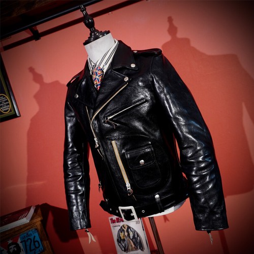 Chaqueta de motociclista de cuero para hombre Japan Full Grain Tea Core de cuero doble*ble Rider - Imagen 25 de 26