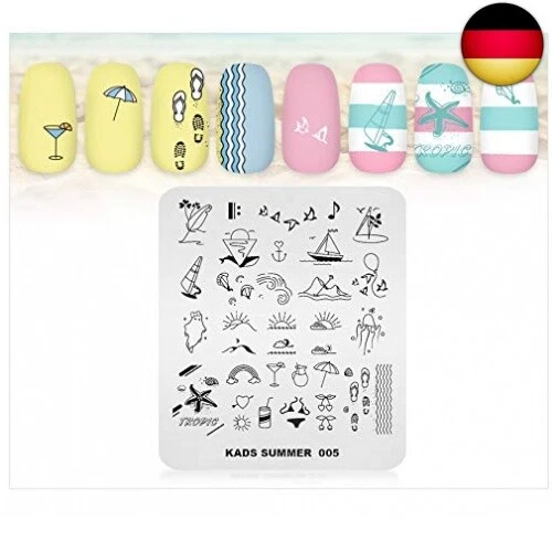 Nagel Stempelplatte Sommer Thema Bild Druck Design Vorlagen Schwimmen Strand - Bild 4 von 4