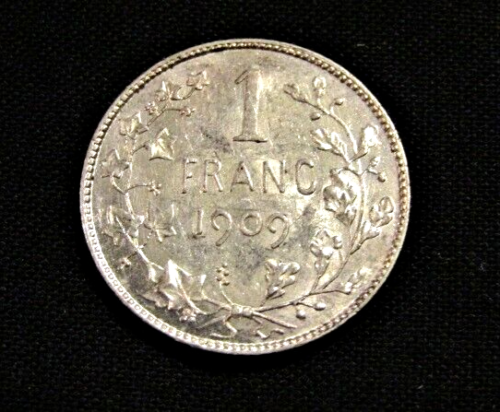 Belgium 1909-FR 1 Franc Silver Coin - Picture 1 of 5