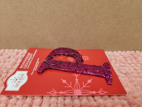 Holiday Time Christmas Ornament Monogram Letter "P" Ornament Purple Glitter 4" - Picture 2 of 3
