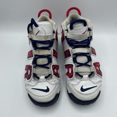 Nike Air More Uptempo White Red Blue Camo Youth Sneakers CZ7886