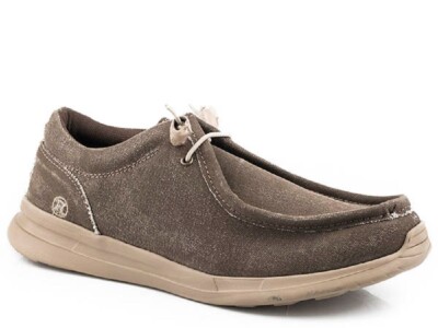 Roper New Chillin Low Brown Loafers Roper Footwear Men`s Chillin Low Brown Oiled Leather Slip On main image 4
