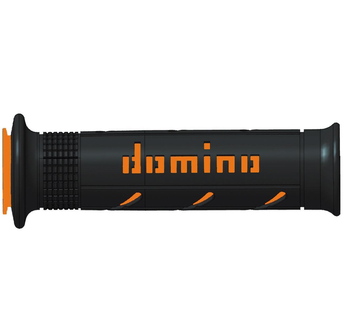 Poignées moto Domino orange et noir pour vos virées et trajets quotidiens 120mm