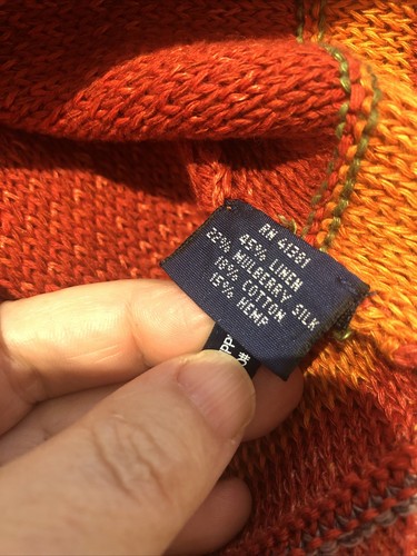 22. Ralph Lauren Serape Indian Tribal Blue Label Poncho Linen Silk Striped - Picture 3 of 6
