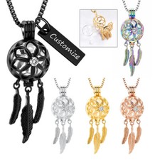 Stainless Steel Dreamcather Glass Urn Pendant Necklace for Cremation Ashes Hair