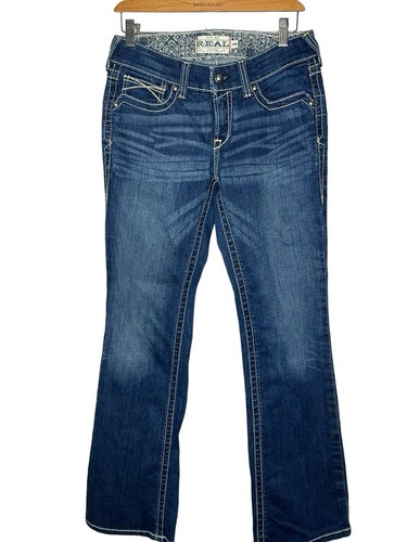 Jeans D'équitation Pour Femme ARIAT Wms R.e.a.l Whipstitch – Coupe Bootcut, Finition Poncée – Bleu Clair, Taille 30