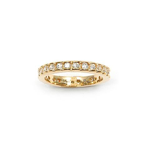 Bague alliance T54 rail sertie de diamants CZ éclat éternel et or 18 carats