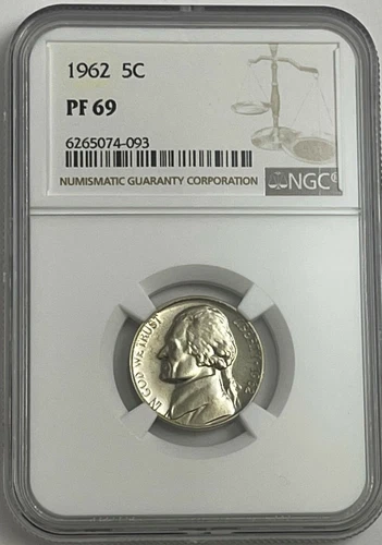 1962 NGC PF69 Proof Thomas Jefferson Nickel 5c Excellent Eye Appeal White Label