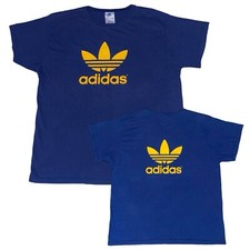 Vintage 80s 90s Adidas Trefoil Logo Stripes Double Sided T Shirt XL Made In USA